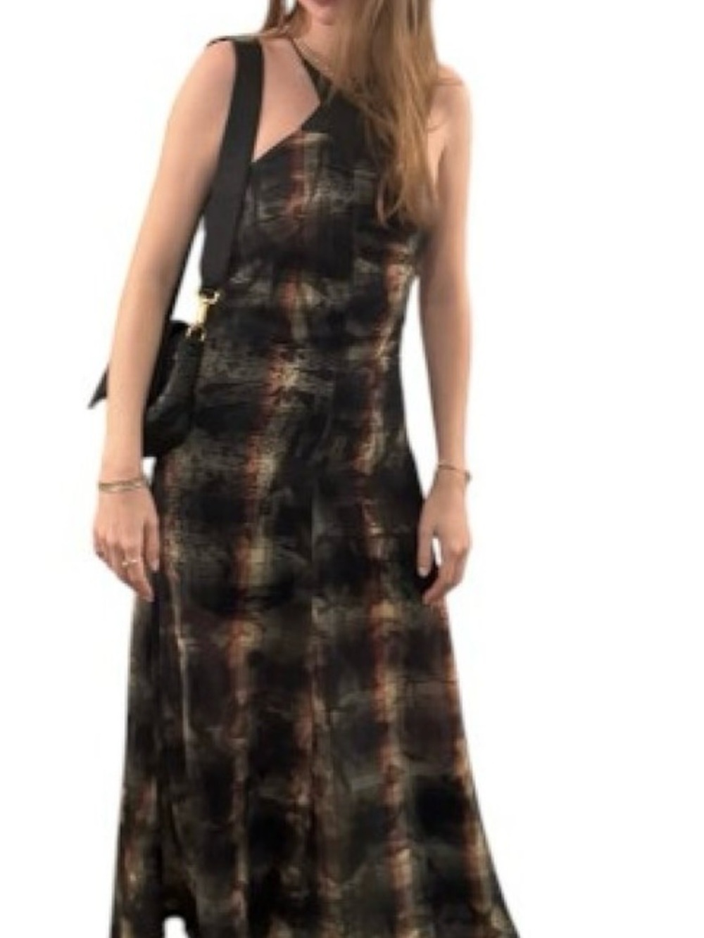 Vintage Diesel 90s Sleeveless Black & Brown Plaid Maxi Dress